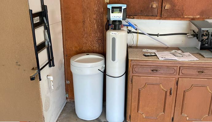 An installed hard water treatment plant
