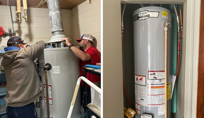 Gas water heater installation before and after