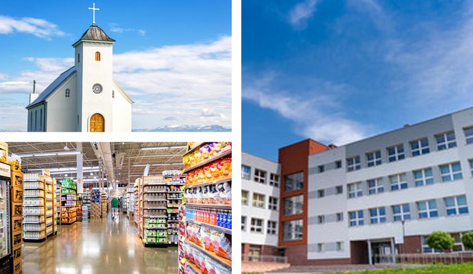 Collage of different types of commercial building