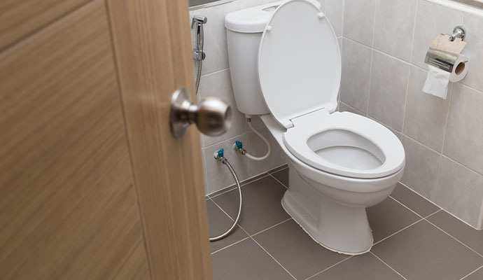 Installed high pressure toilet