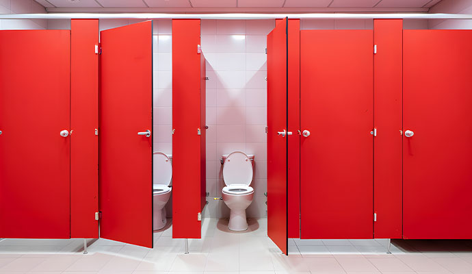 Newly installed toilets in school