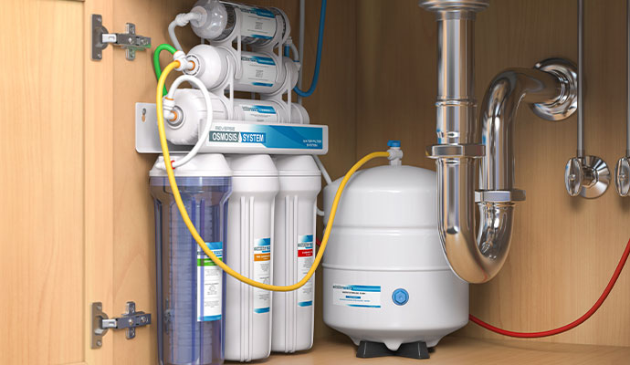 Installed water filter
