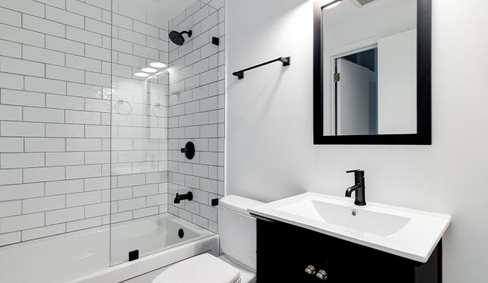 Modern bathroom with black fixtures