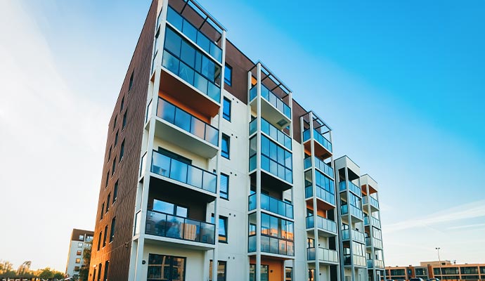 Multi-story apartment building exterior
