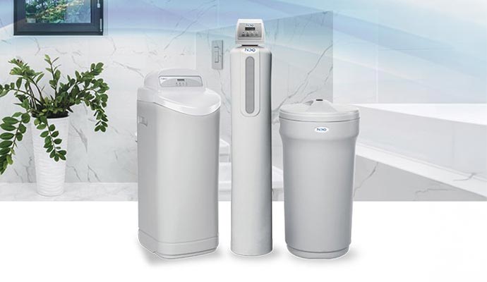 Novo water softener units in bathroom