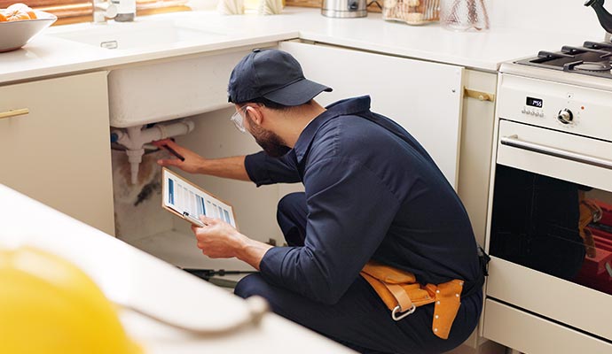 Plumbing inspection and under sink mold damage