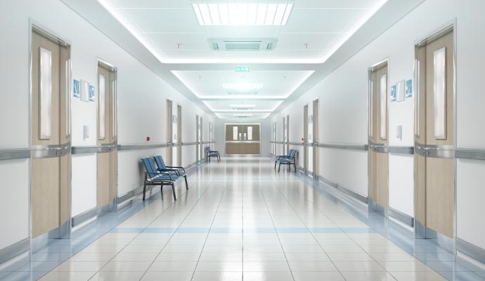 A clean modern hospital corridor