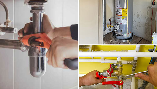 Collage of various plumbing services