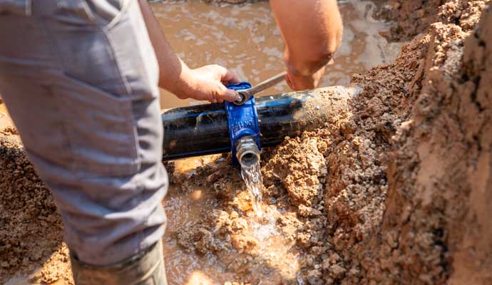 Fixing broken water pipe