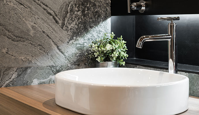 Installed bathroom faucet