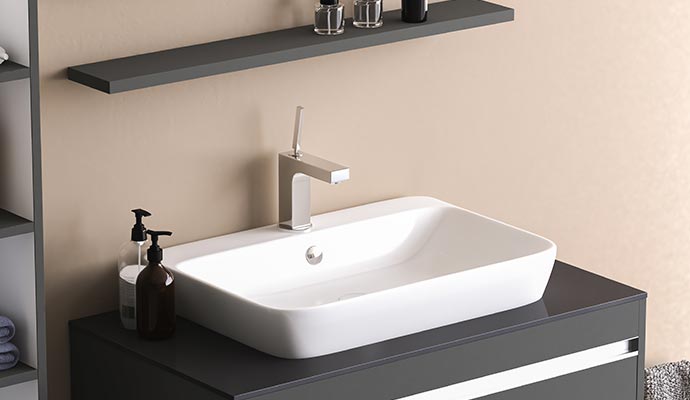 Modern white vessel sink