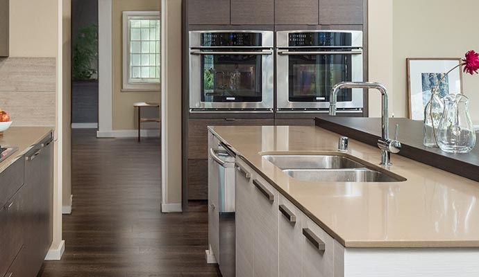 Newly installed sink in a luxury kitchen