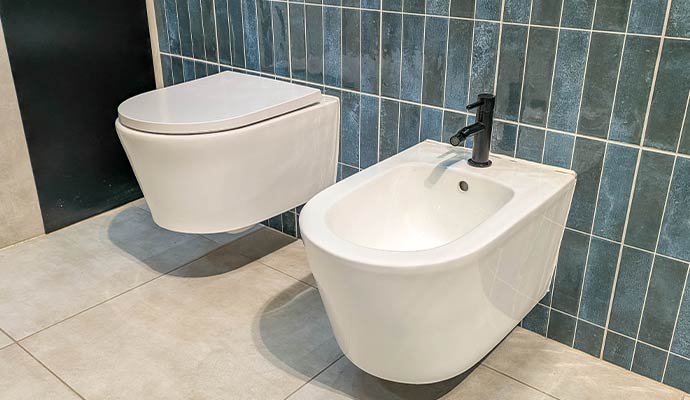 Wall hung toilet and bidet set