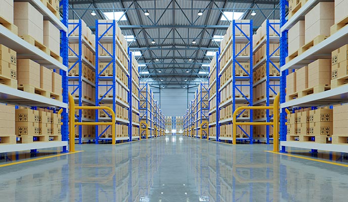 Well-organized warehouse interior
