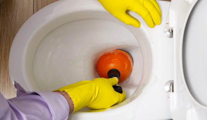 Professional repair service for clogged toilet