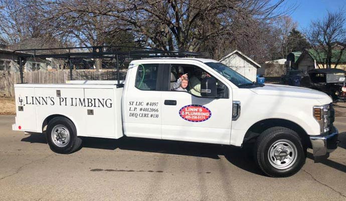 Linns plumbing service truck