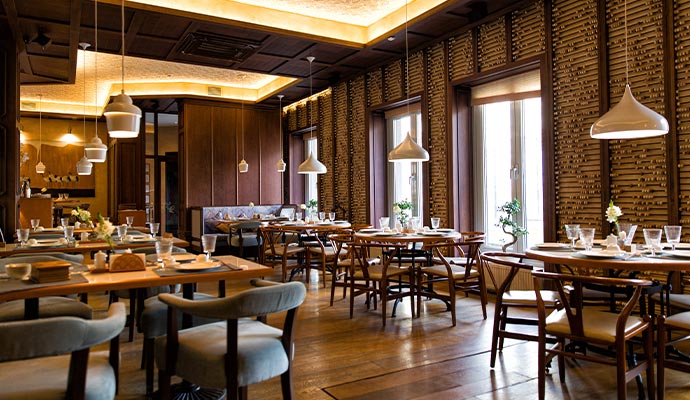 Upscale restaurant dining room