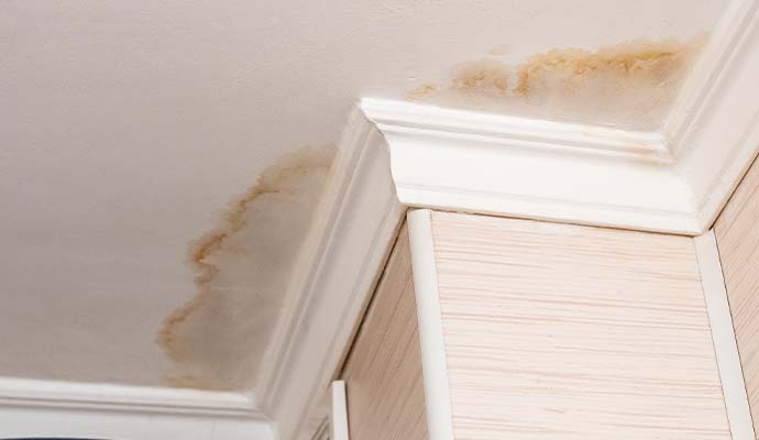 Visible brown stains on ceiling