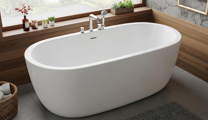 White freestanding oval bathtub